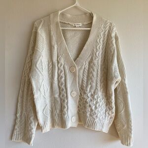Blu Pepper White Cream Knit Cardigan Button Up Women’s Small